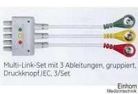 Multi-Link-Set, 3 Ableitungen, Druckknopf, IEC, 74 cm