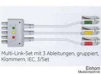 Multi-Link-Set, 3 Ableitungen, Klammern, IEC, 130 cm