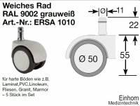 Ersatzrollen für Simpex-Hocker (Set 5 Stk.) grauweiss