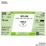 NYLON DSPM 6 10/0=0,2 schwarz monofil, Nahtmaterial Fadenlänge 15 cm (24 Stck.)